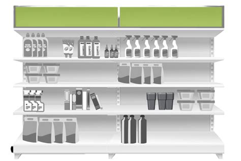 illustratie van schappen met lege plekken en waarschuwingskaartjes voor babymelk
