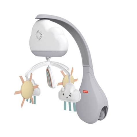 Fisher-Price Regenboog muziekmobiel bevestigd aan een babybox