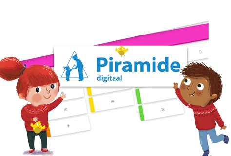 Voorbeeld van een ontdekplaat uit Piramide Digitaal met de personages Pippa, Bonno en Piep.