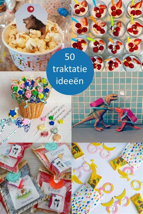 Overzicht van diverse traktatie-ideeën voor kinderen, van gezond tot creatief.