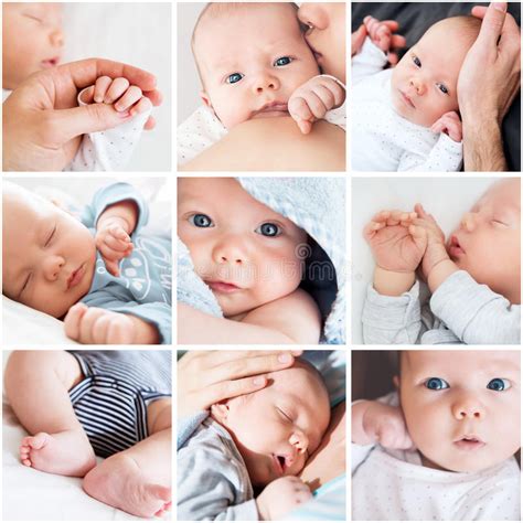 Een collage van schattige foto's van pasgeboren tweelingen.