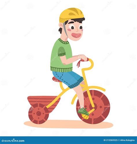 Illustratie van een kind met helm op een loopfiets