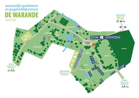 Overzichtskaart van Stadspark de Warande met de verschillende attracties