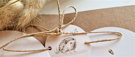 Illustratie van verschillende DIY geboortekaartjes met labels en touwtjes.