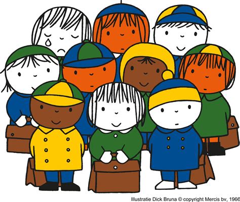 Boekillustratie van Dick Bruna met focus op de kenmerkende lijnen en kleuren.
