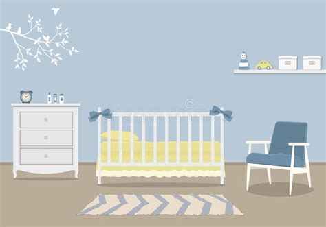 illustratie van een huiselijke slaapkamer met een pasgeboren baby