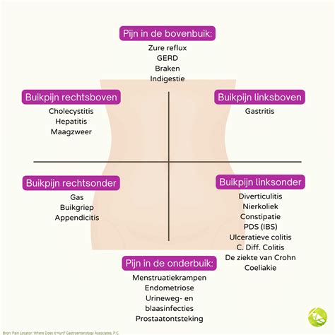 infographic met de verschillende oorzaken van buikpijn tijdens de zwangerschap