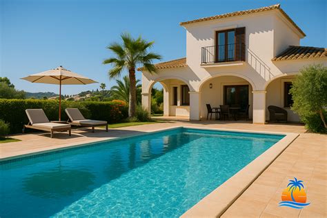 een zwembad bij een villa in Spanje