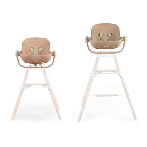 Twee sets poten voor de Childhome Evolu 2 kinderstoel, waarbij de ene set lager is voor kindertafels en de andere hoger voor standaard eettafels.
