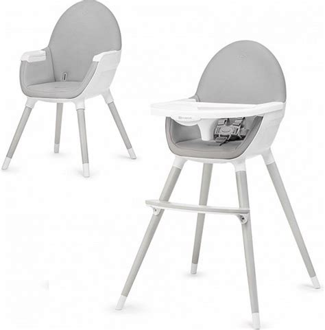 Illustratie die de transformatie van de Kinderkraft Fini van kinderstoel naar speelstoel toont