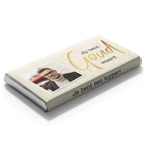 Chocoladereep met gepersonaliseerde wikkel en tekst 