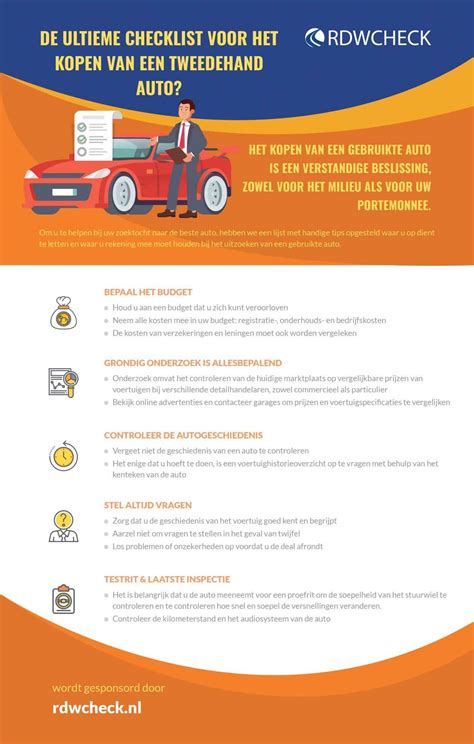 Infographic met checklist voor het kopen van een tweedehands buggy