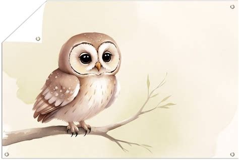 Illustratie van een schattige uil op een tak, klaar om een geboorte aan te kondigen