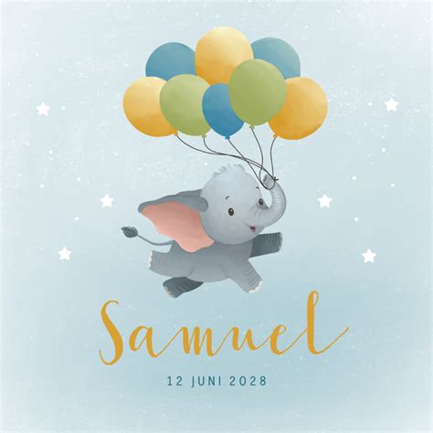 Illustratie van diverse geboortekaartjes voor jongens met ballonnen en dieren