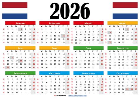 Kalender met de extra openingsdag voor de feestdagen