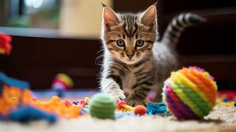 Illustratie van een kat die met intelligent speelgoed speelt