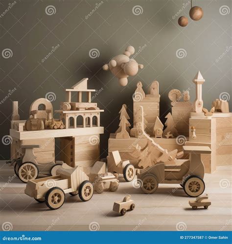 Illustratie van verschillende soorten fantasie speelgoed, zoals knutselspullen, poppen en constructiespeelgoed.