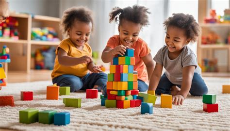 dreumesen die samen spelen met bouwmateriaal