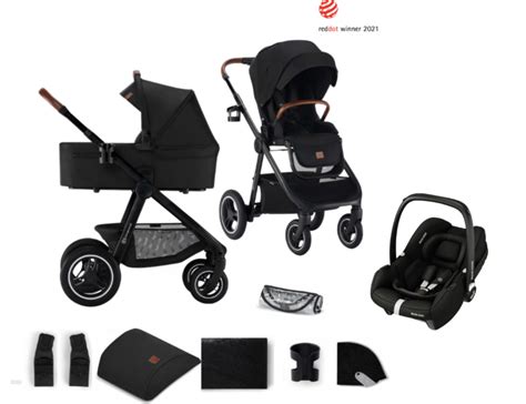 Illustratie van verschillende Kinderkraft kinderwagenmodellen, met nadruk op compactheid en functionaliteit.