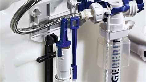 Schema van de interne werking van een Geberit vlotterkraan en klok