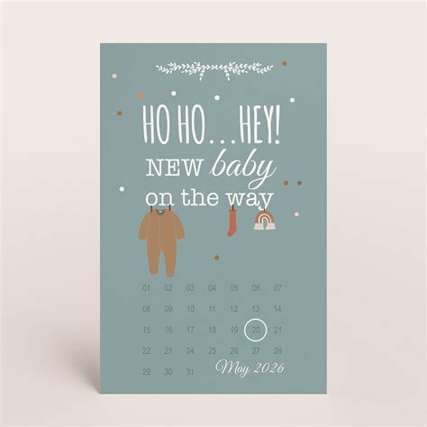 Een kerstkaart met een zwangerschapsaankondiging, bijvoorbeeld met de tekst 