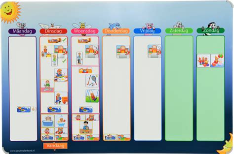 Illustratie van een kind dat een beloningssticker op een planbord plakt