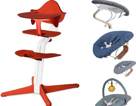 Afbeelding van de Nomi kinderstoel met de Nomi Baby module, voor pasgeborenen.
