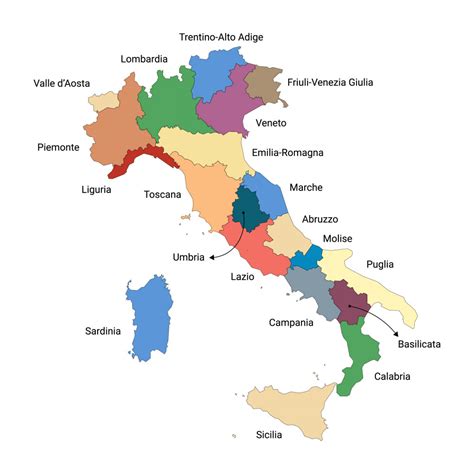 een kaart van Italië die de regio Calabrië aangeeft