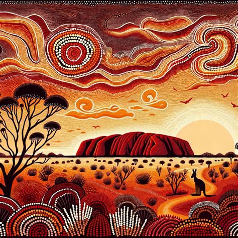 illustratie van de Uluru Amuletsteen met Aboriginal kunstmotieven