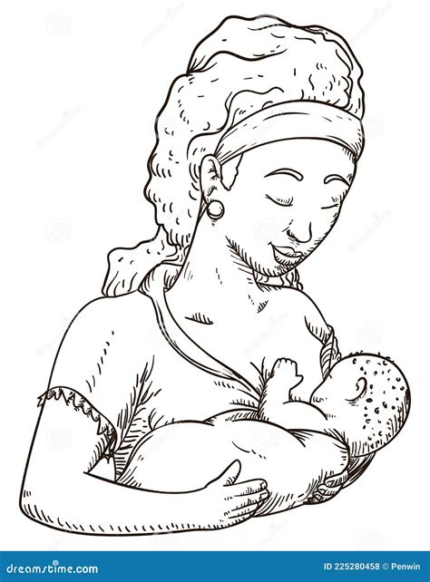 Illustratie van een dame die borstvoeding geeft aan een baby