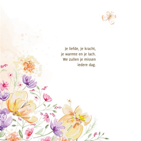 Foto van een rouwkaart met bloemen