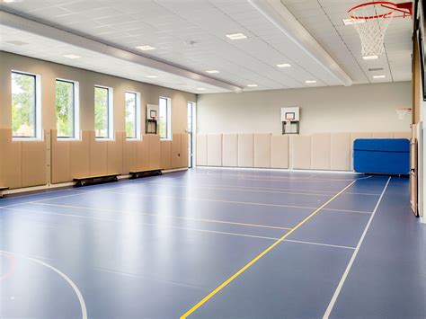 Foto van een moderne gymzaal met peuters die onder begeleiding sporten.