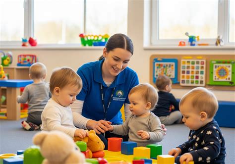 Foto van een pedagogisch medewerker die met een kleine groep peuters een activiteit doet.