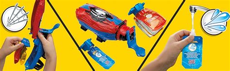 Illustratie die de drie speelmodi van de Spider-Man Ultimate Web-blaster toont.