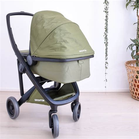 Greentom kinderwagen in verschillende kleuren, met focus op gerecyclede materialen
