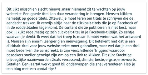 Voorbeeld van overgangswoorden in een tekst