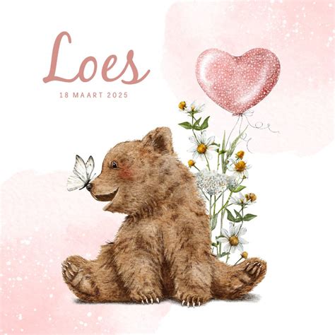 Geboortekaartje met een luipaardprint gecombineerd met watercolor elementen.