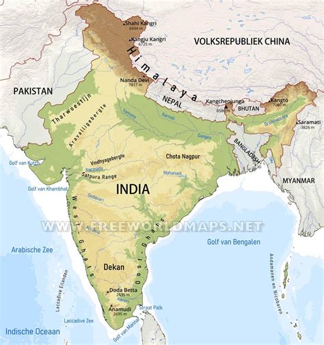 Kaart van het oude India met belangrijke boeddhistische locaties