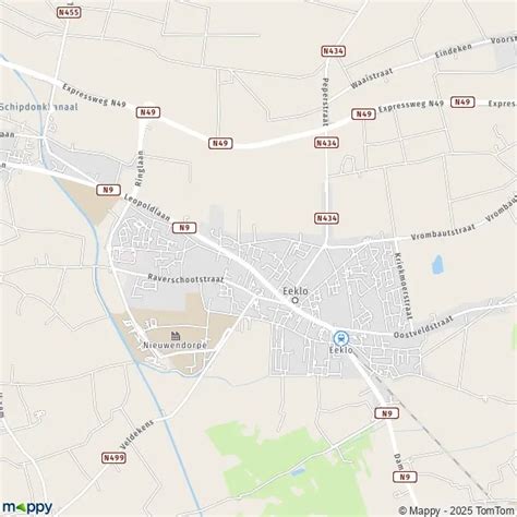 Plattegrond van Eeklo met de locatie van kinderdagverblijf De Kleine Wereld aangeduid
