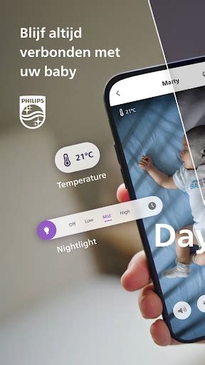 Screenshot van de Philips Baby Monitor+ app met de 'Moments' functie en video-opnames.