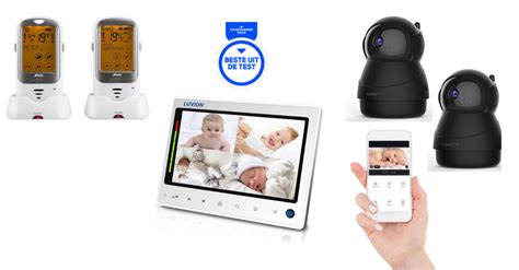 Illustratie van de Motorola MBP-855 babyfoon met ouderunit en babyunit.