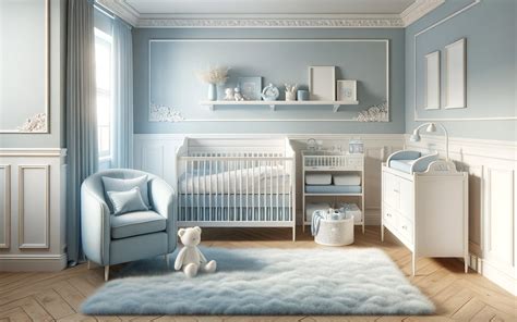 babykamer met blauw beddengoed