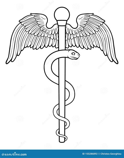 illustratie van een slang rond een staf, symbool van de geneeskunde