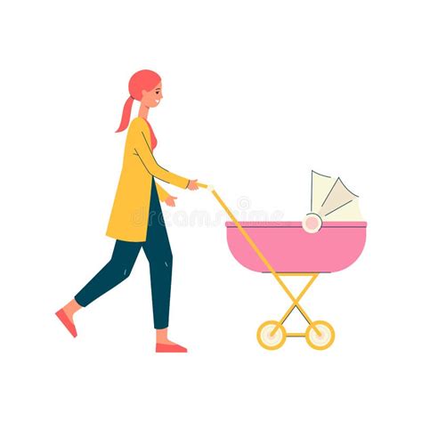 Illustratie van een baby in een kinderwagen met een deken