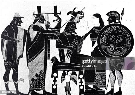 Illustratie van de geboorte van Athena uit het hoofd van Zeus, met Hephaistos die zijn bijl hanteert.