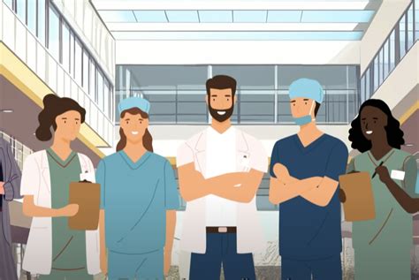 Illustratie van verschillende zorgprofessionals in een kinderziekenhuis