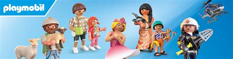 Illustratie van diverse Playmobil figuren en speelsets uit verschillende thema's.