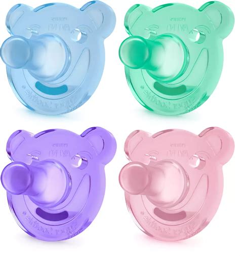 Illustratie van een baby met de Philips Avent Soothie fopspeen, die het comfort benadrukt.