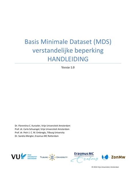 Infographic die de componenten van de Minimale Dataset (MDS) toont.