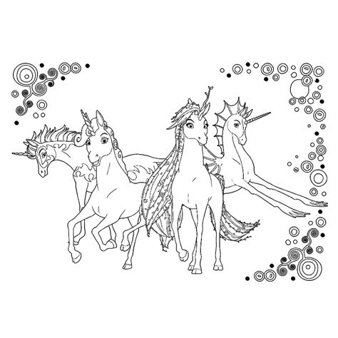 Illustratie van de vier Element Eenhoorns uit Mia and Me